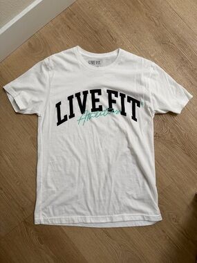 LIVEFIT White Logo Graphic Tee for Men